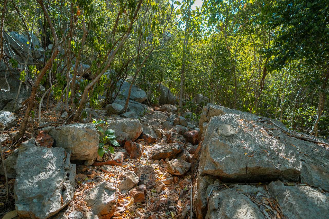 Đường mòn đá dẫn đến điểm quan sát Khao Daeng ở Vườn quốc gia Sam Roi Yot, Hua Hin, Thái Lan