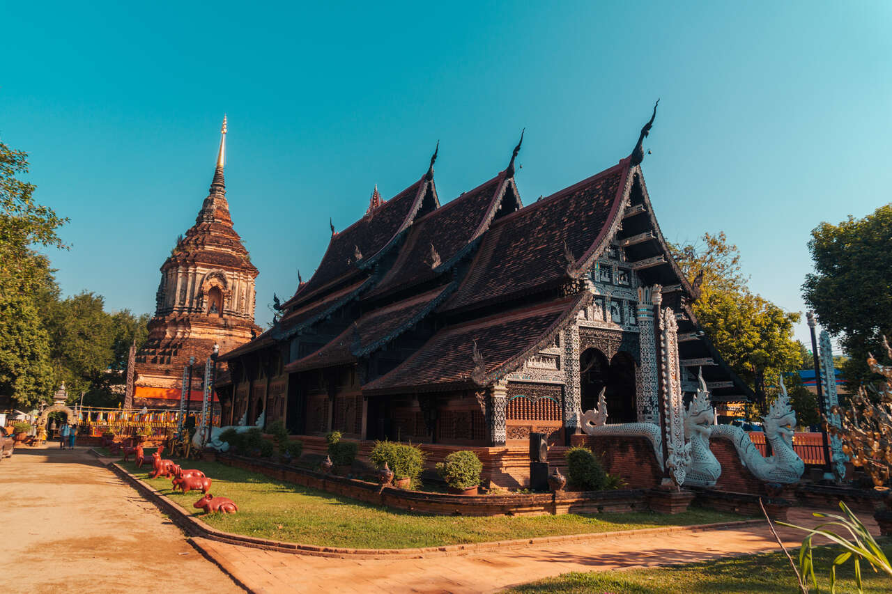 Bên ngoài của Wat Lok Moli ở Chiang Mai, Thái Lan.