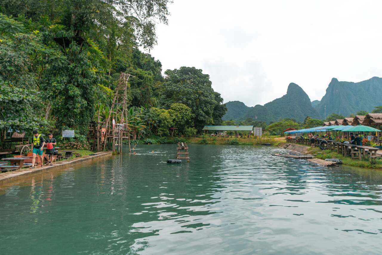 The pool at Blue Lagoon 3 in Vang Vieng
